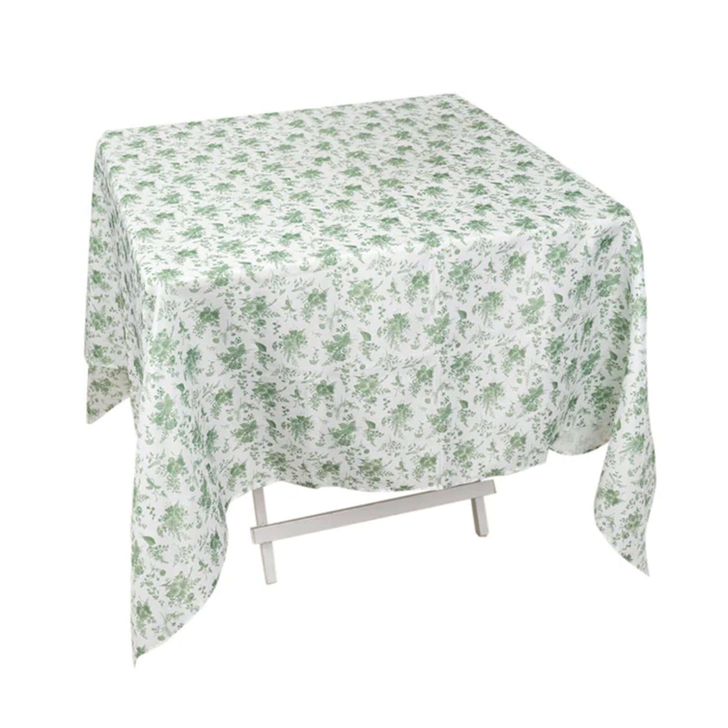 Polyester 70"x70" Square Tablecloth Dusty Sage Green French Toile Pattern - Table Cover for Upscale Dining Pro Linens