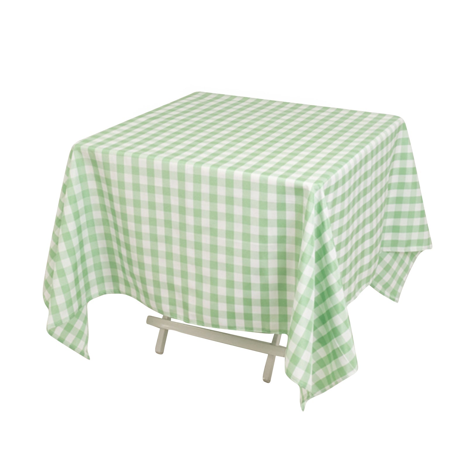 Polyester 70"x70" Square Tablecloth White/Sage Green - Checkered Buffalo Plaid Table Cover Pro Linens