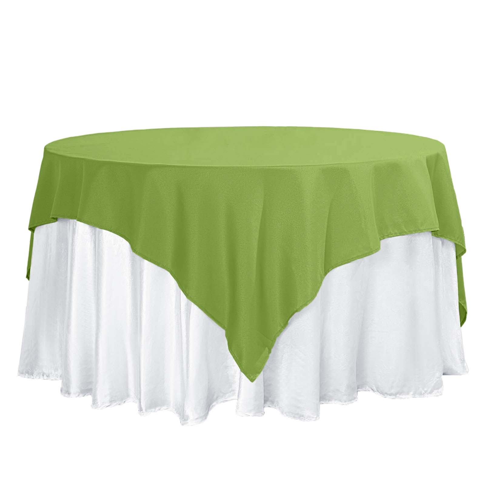 Polyester 70"x70" Table Overlay Square Tablecloth Apple Green - Wrinkle-Resistant & Durable Table Cover Pro Linens