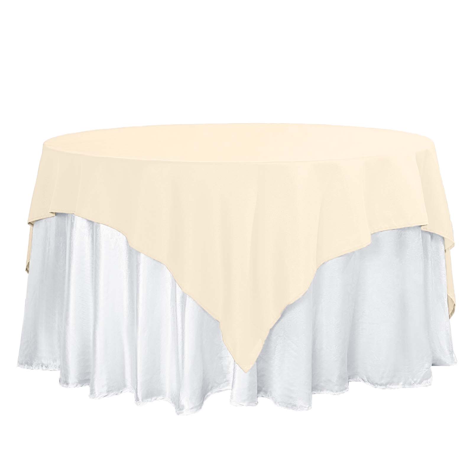 Polyester 70"x70" Table Overlay Square Tablecloth Beige - Wrinkle-Resistant & Durable Table Cover Pro Linens