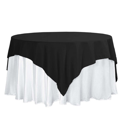 Polyester 70"x70" Table Overlay Square Tablecloth Black - Wrinkle-Resistant & Durable Table Cover for Events Pro Linens