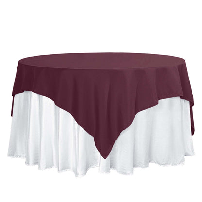 Polyester 70"x70" Table Overlay Square Tablecloth Burgundy - Wrinkle-Resistant & Durable Table Cover Pro Linens