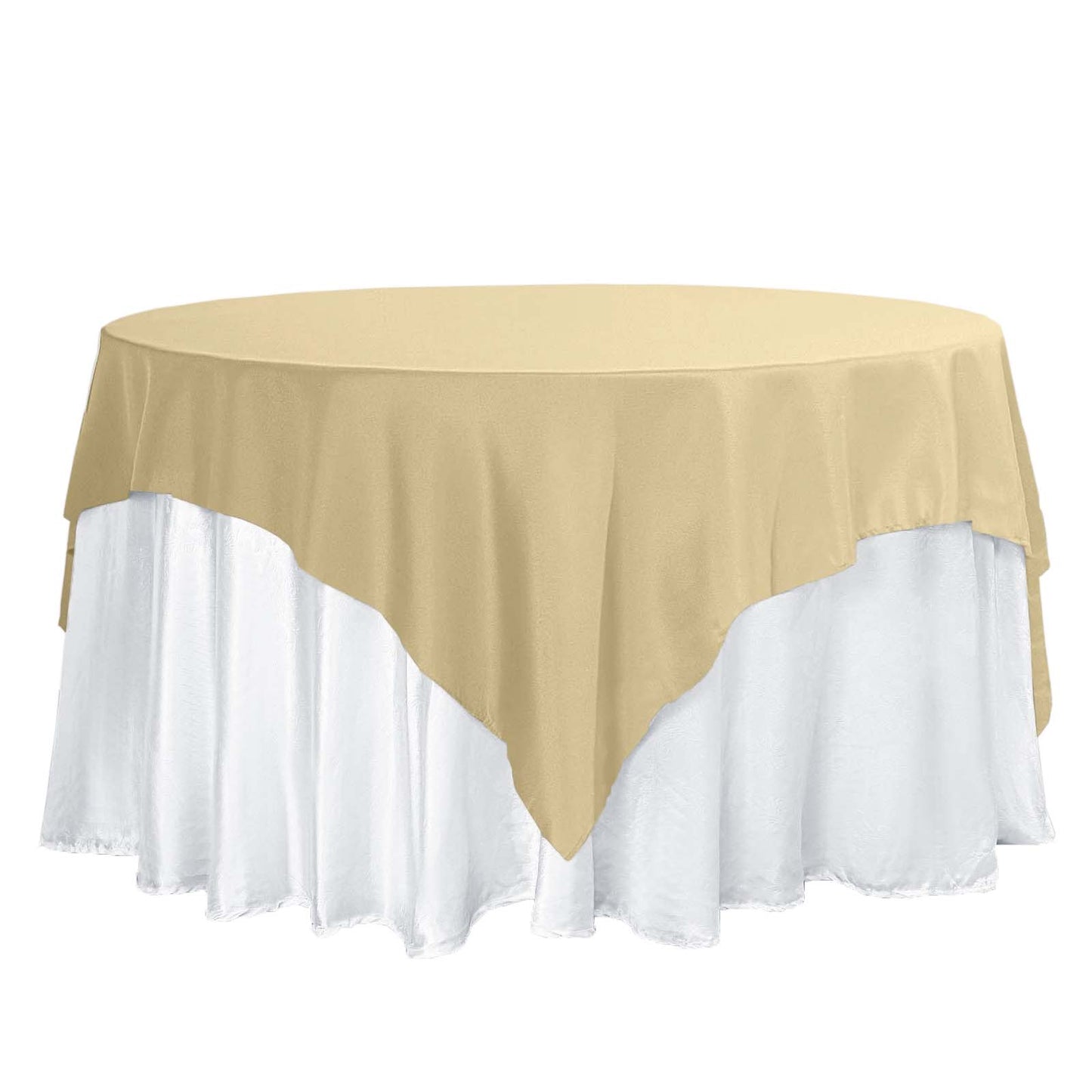 Polyester 70"x70" Table Overlay Square Tablecloth Champagne - Wrinkle-Resistant & Durable Table Cover Pro Linens