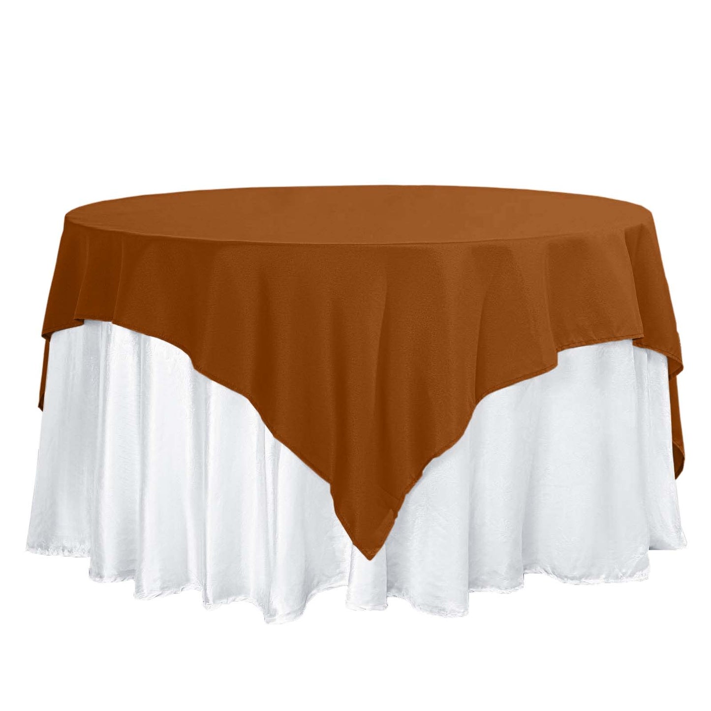 Polyester 70"x70" Table Overlay Square Tablecloth Cinnamon Brown - Wrinkle-Resistant & Durable Table Cover Pro Linens