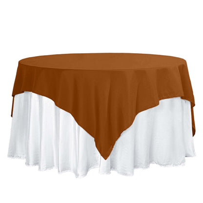 Polyester 70"x70" Table Overlay Square Tablecloth Cinnamon Brown - Wrinkle-Resistant & Durable Table Cover Pro Linens