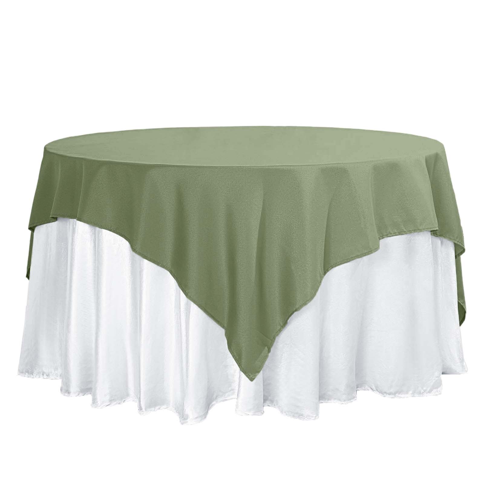 Polyester 70"x70" Table Overlay Square Tablecloth Dusty Sage Green - Wrinkle-Resistant & Durable Table Cover Pro Linens