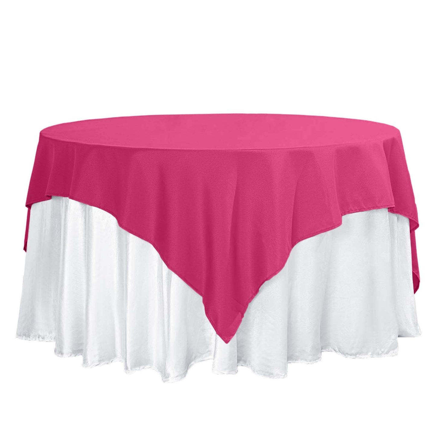 Polyester 70"x70" Table Overlay Square Tablecloth Fuchsia - Wrinkle-Resistant & Durable Table Cover Pro Linens