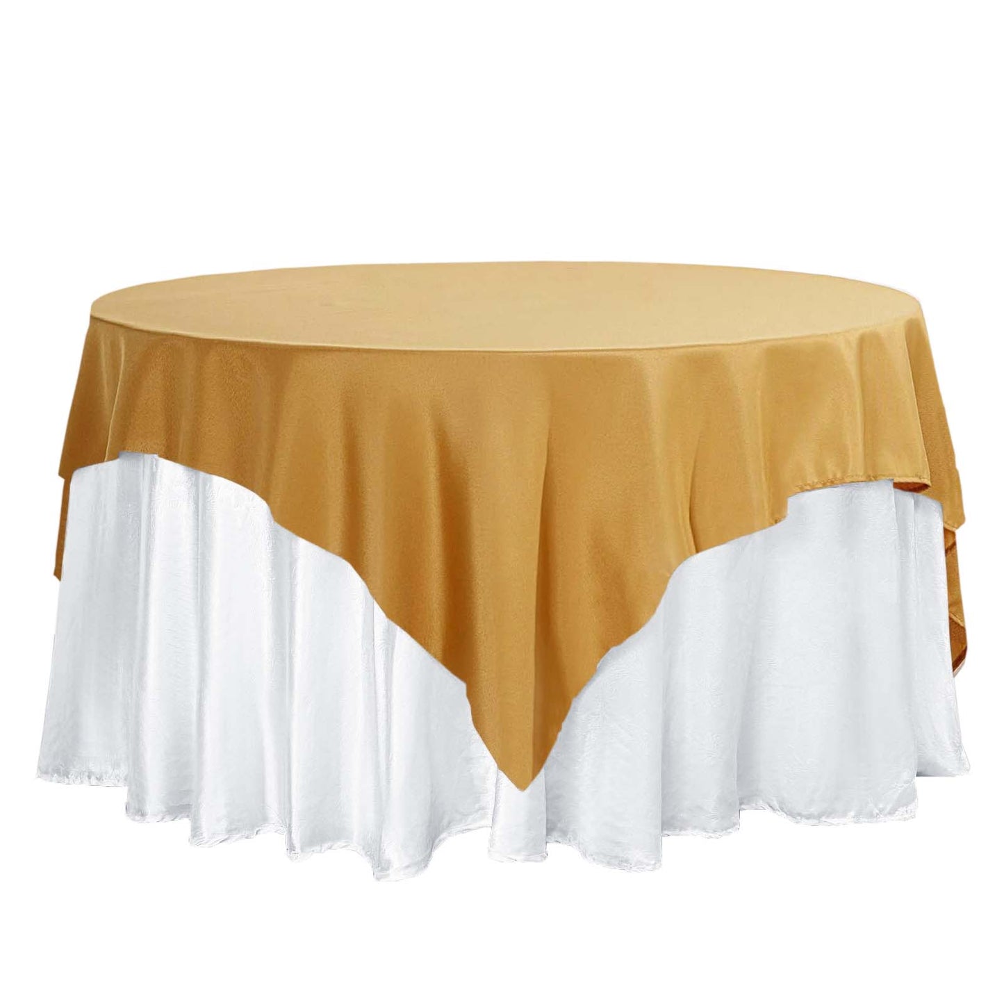 Polyester 70"x70" Table Overlay Square Tablecloth Gold - Wrinkle-Resistant & Durable Table Cover Pro Linens