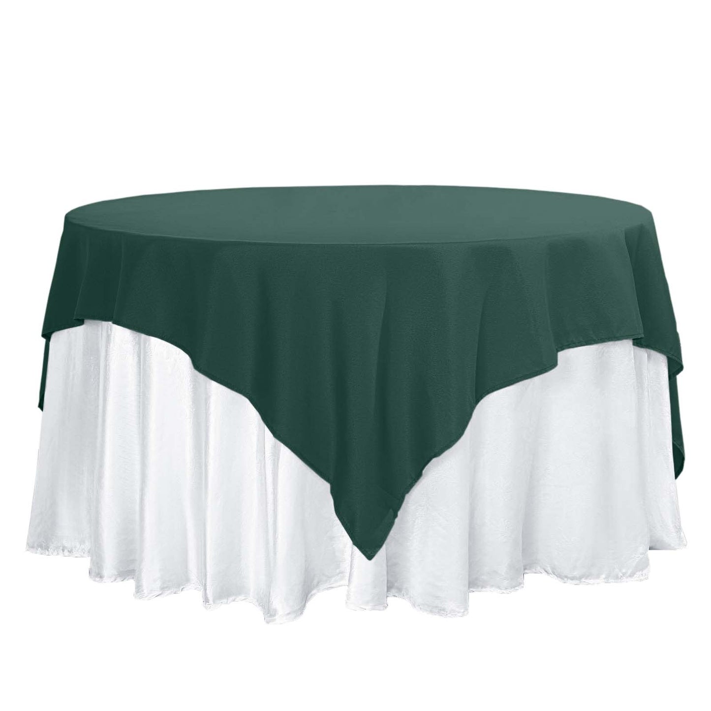 Polyester 70"x70" Table Overlay Square Tablecloth Hunter Emerald Green - Wrinkle-Resistant & Durable Table Cover Pro Linens