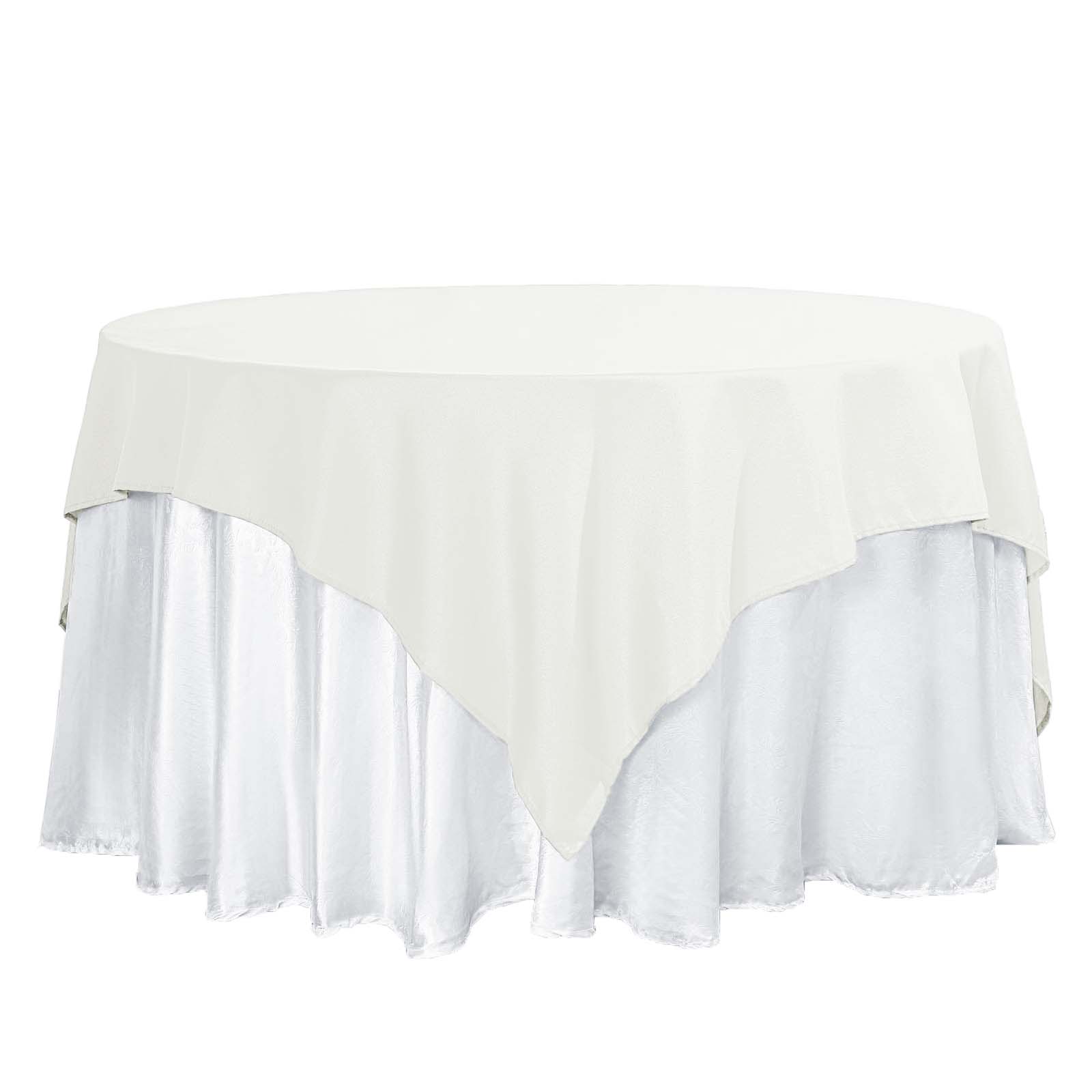 Polyester 70"x70" Table Overlay Square Tablecloth Ivory - Wrinkle-Resistant & Durable Table Cover Pro Linens