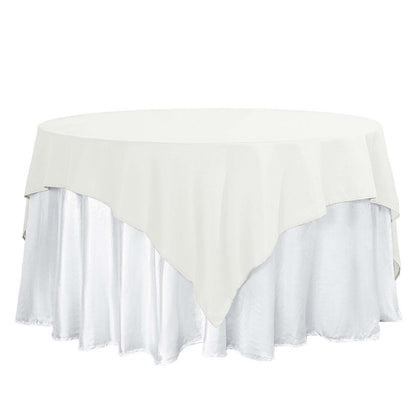 Polyester 70"x70" Table Overlay Square Tablecloth Ivory - Wrinkle-Resistant & Durable Table Cover Pro Linens