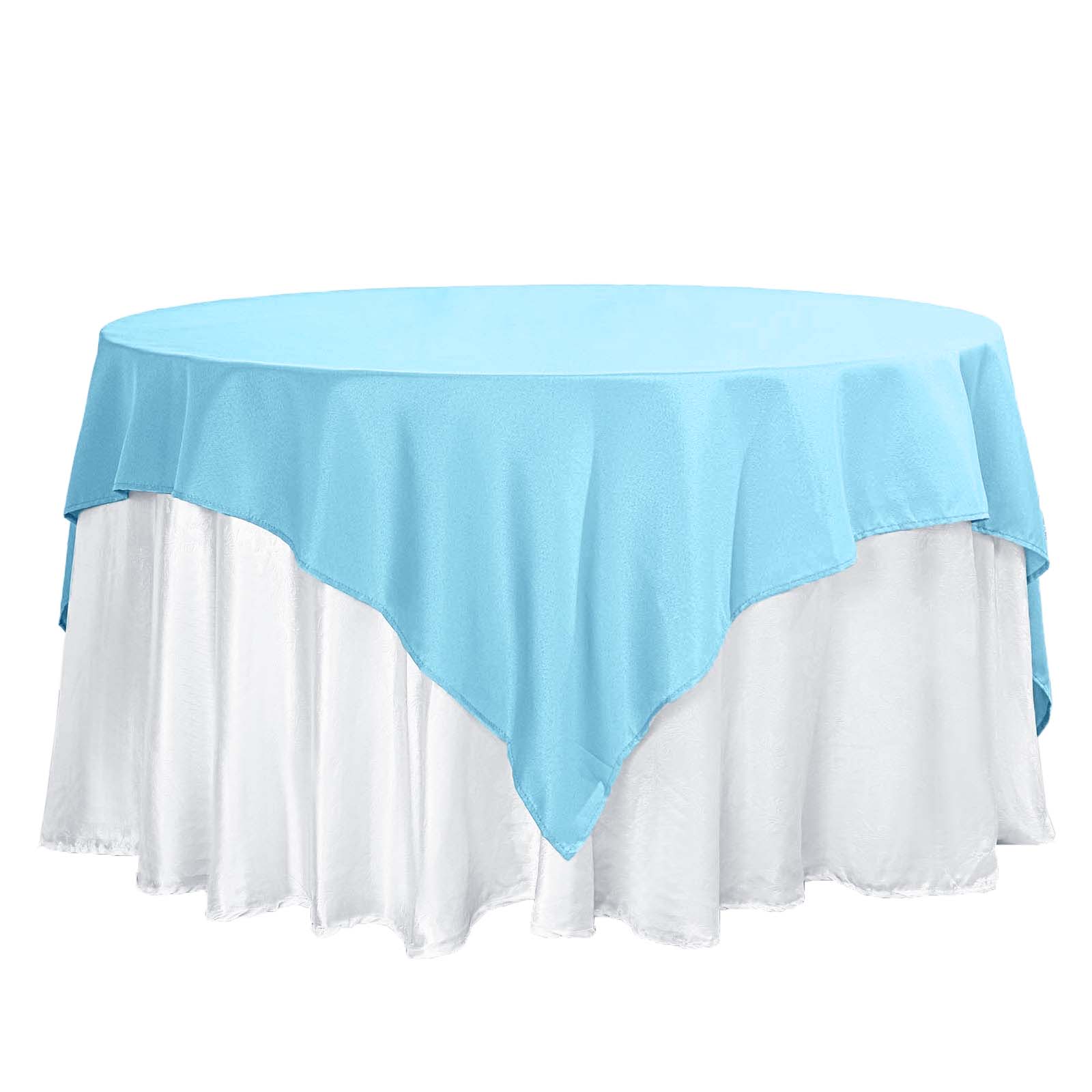 Polyester 70"x70" Table Overlay Square Tablecloth Light Blue - Wrinkle-Resistant & Durable Table Cover Pro Linens