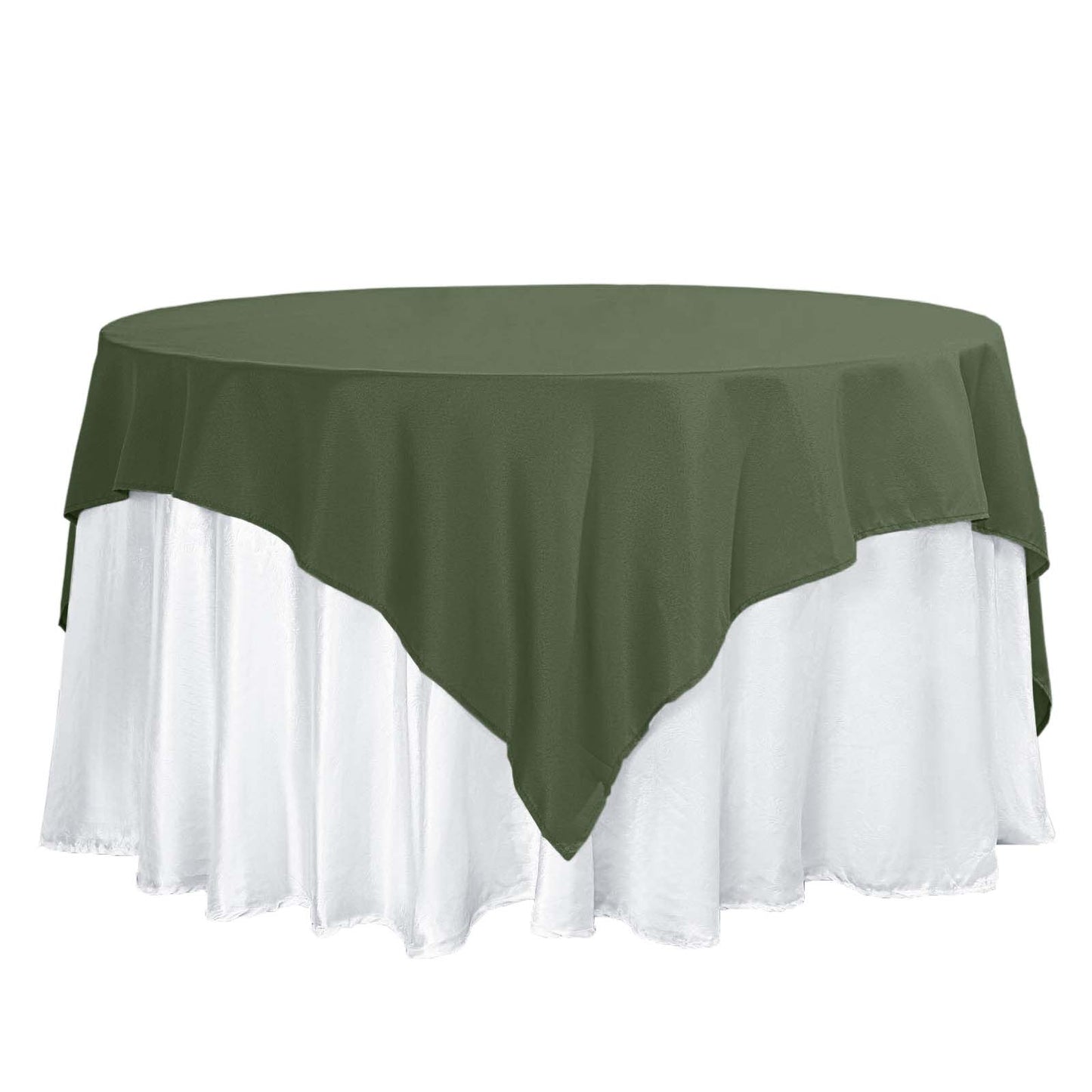 Polyester 70"x70" Table Overlay Square Tablecloth Olive Green - Wrinkle-Resistant & Durable Table Cover Pro Linens