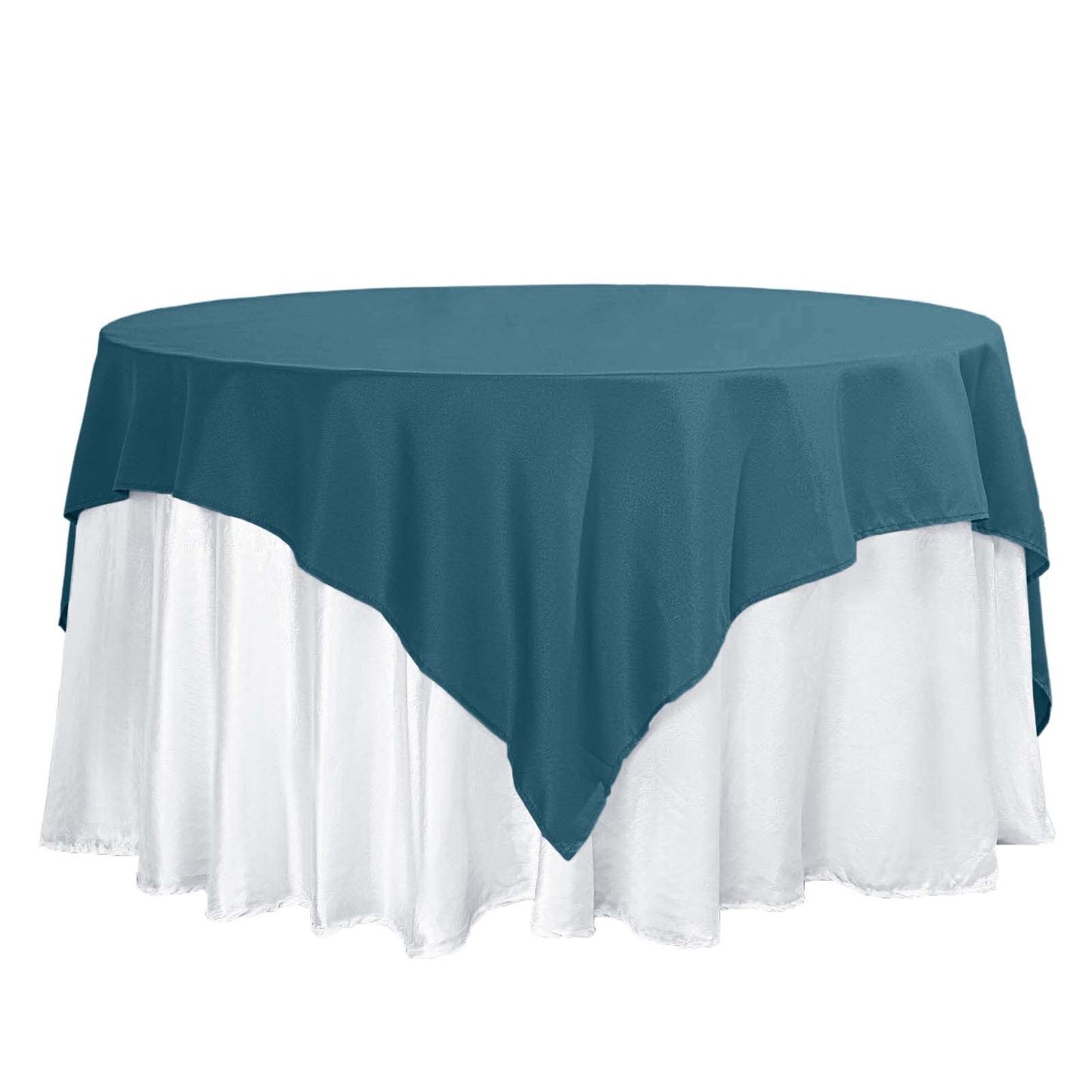 Polyester 70"x70" Table Overlay Square Tablecloth Peacock Teal - Wrinkle-Resistant & Durable Table Cover Pro Linens