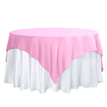 Polyester 70"x70" Table Overlay Square Tablecloth Pink - Wrinkle-Resistant & Durable Table Cover Pro Linens