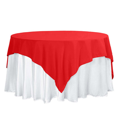 Polyester 70"x70" Table Overlay Square Tablecloth Red - Wrinkle-Resistant & Durable Table Cover Pro Linens