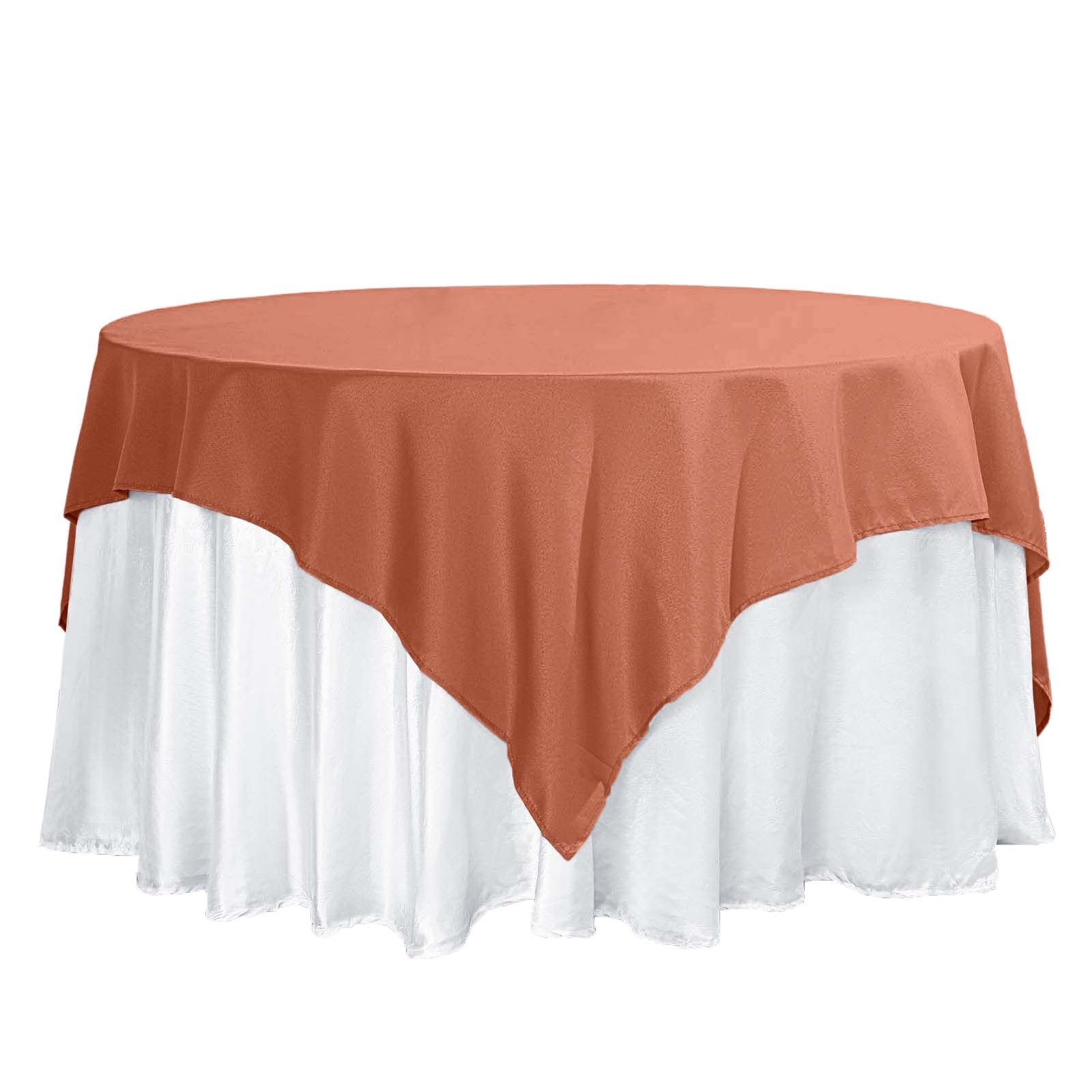 Polyester 70"x70" Table Overlay Square Tablecloth Terracotta (Rust) - Wrinkle-Resistant & Durable Table Cover Pro Linens