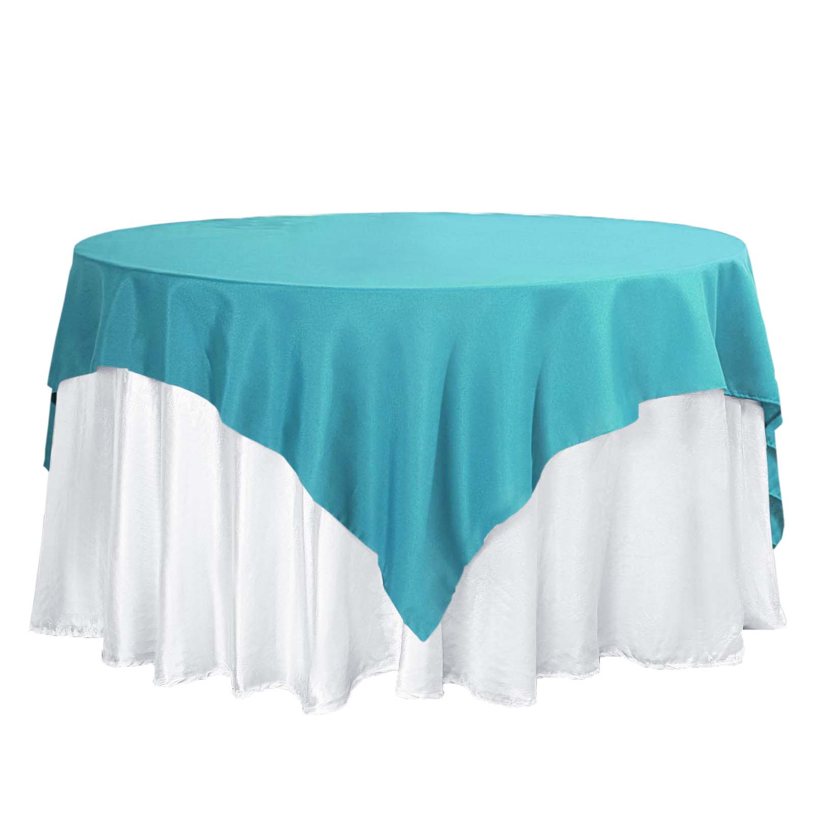 Polyester 70"x70" Table Overlay Square Tablecloth Turquoise - Wrinkle-Resistant & Durable Table Cover Pro Linens