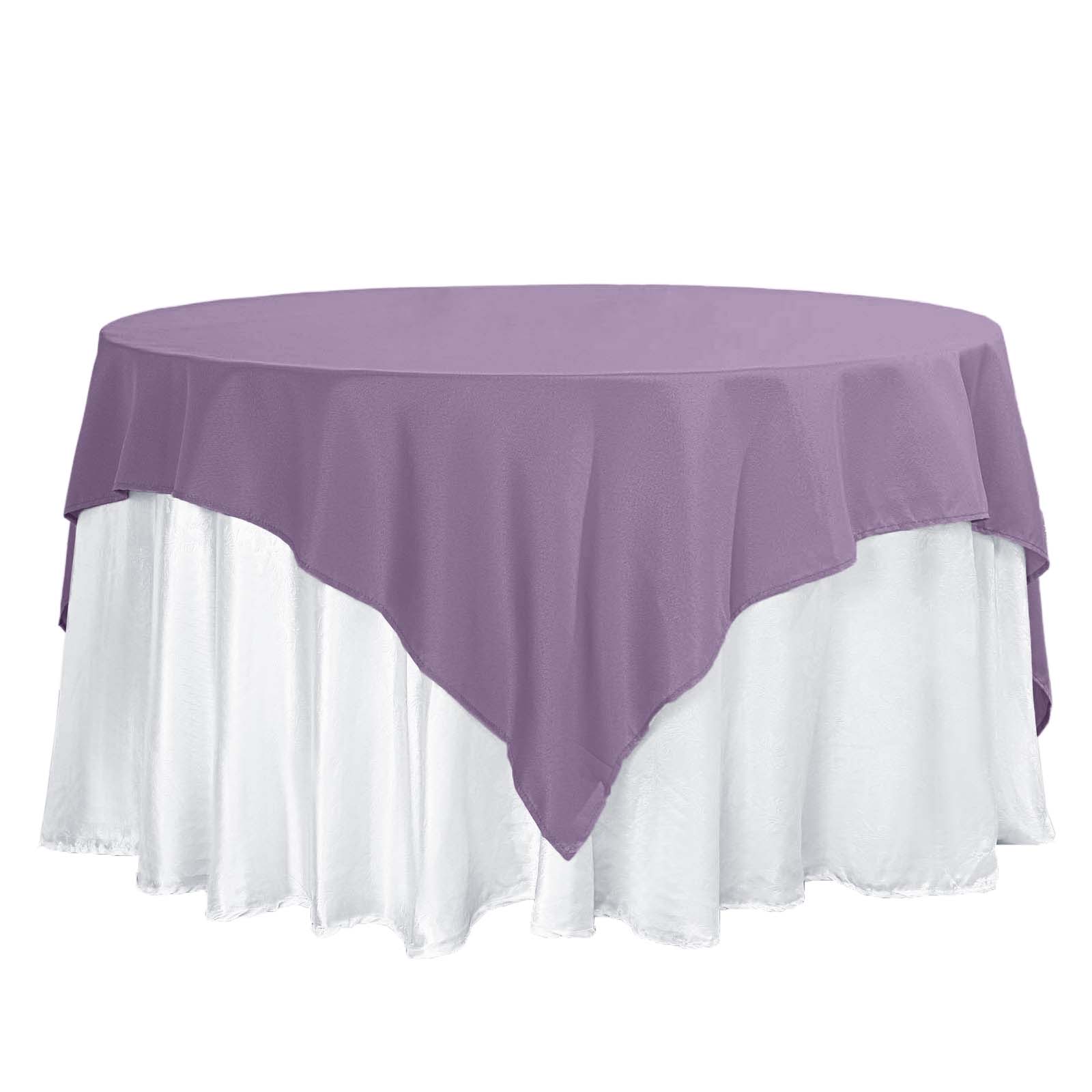 Polyester 70"x70" Table Overlay Square Tablecloth Violet Amethyst - Wrinkle-Resistant & Durable Table Cover Pro Linens