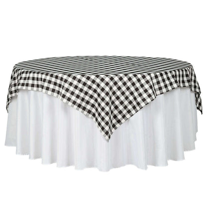 Polyester 70"x70" Table Overlay Square Tablecloth White/Black - Checkered Buffalo Plaid Design for Rustic Decor Pro Linens