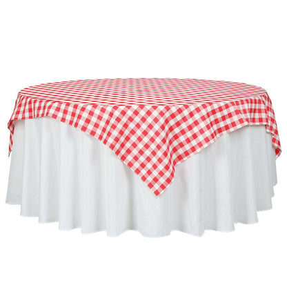 Polyester 70"x70" Table Overlay Square Tablecloth White/Red - Checkered Buffalo Plaid Table Topper Pro Linens