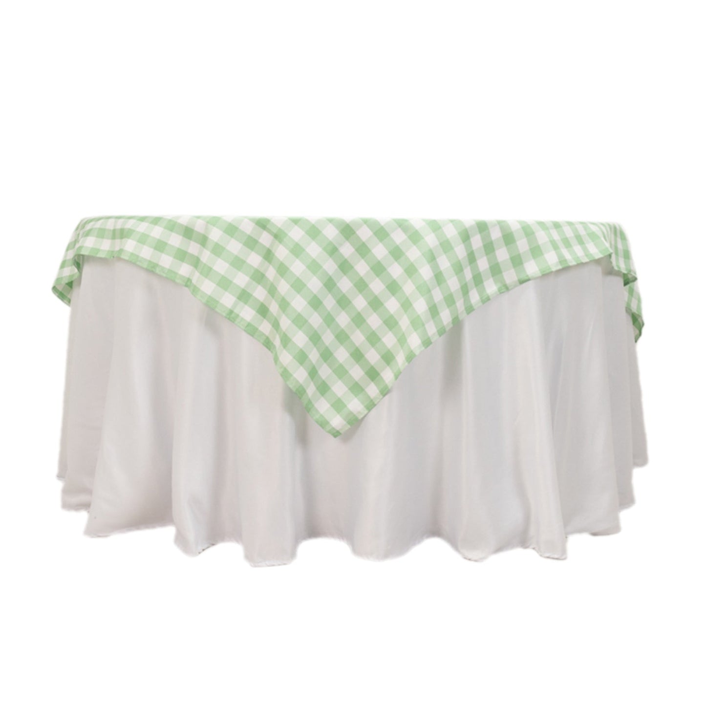 Polyester 70"x70" Table Overlay Square Tablecloth White/Sage Green - Checkered Buffalo Plaid Table Topper Pro Linens