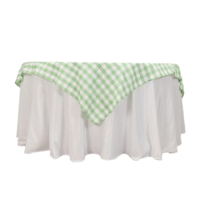 Polyester 70"x70" Table Overlay Square Tablecloth White/Sage Green - Checkered Buffalo Plaid Table Topper Pro Linens