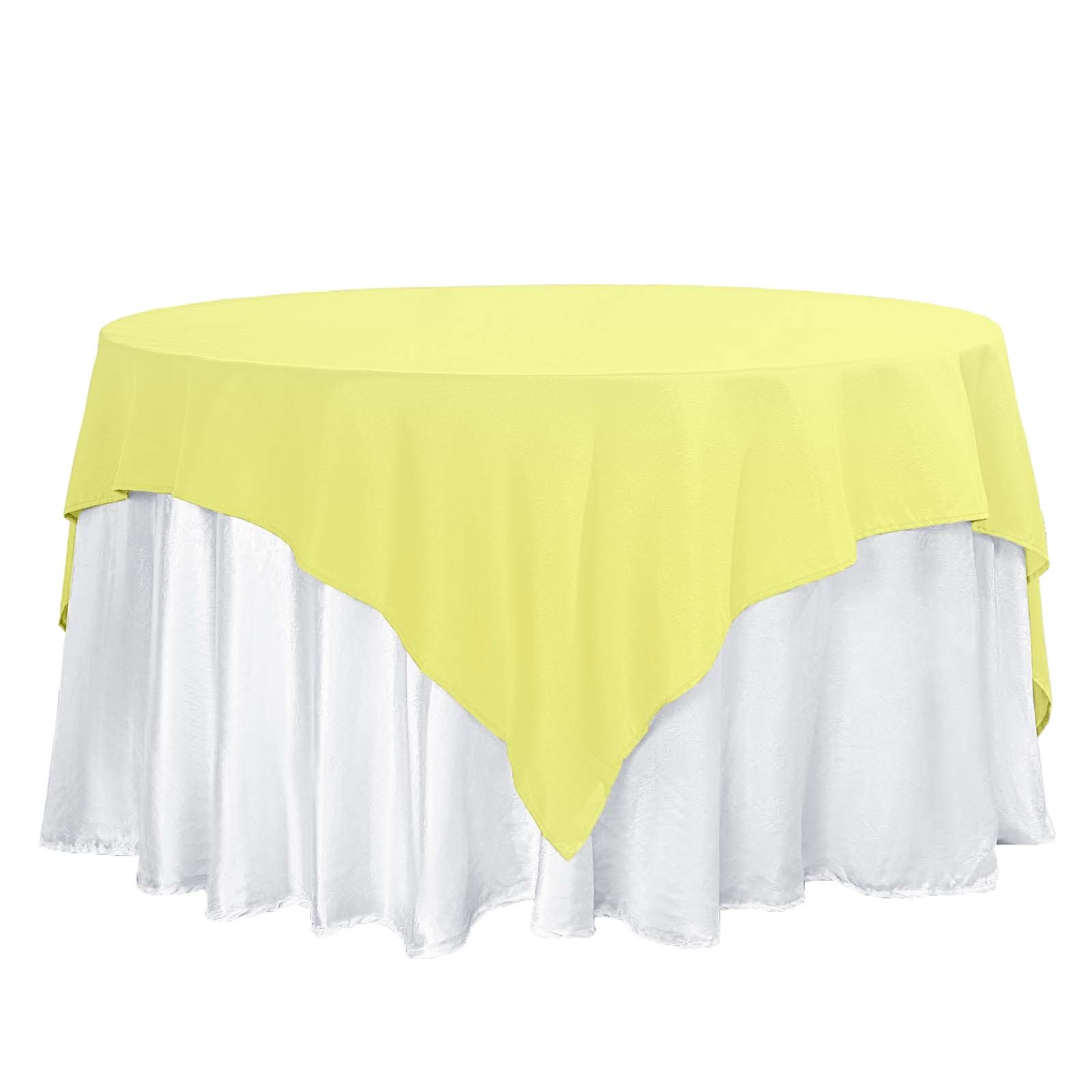 Polyester 70"x70" Table Overlay Square Tableclothh Yellow - Wrinkle-Resistant & Durable Table Cover Pro Linens