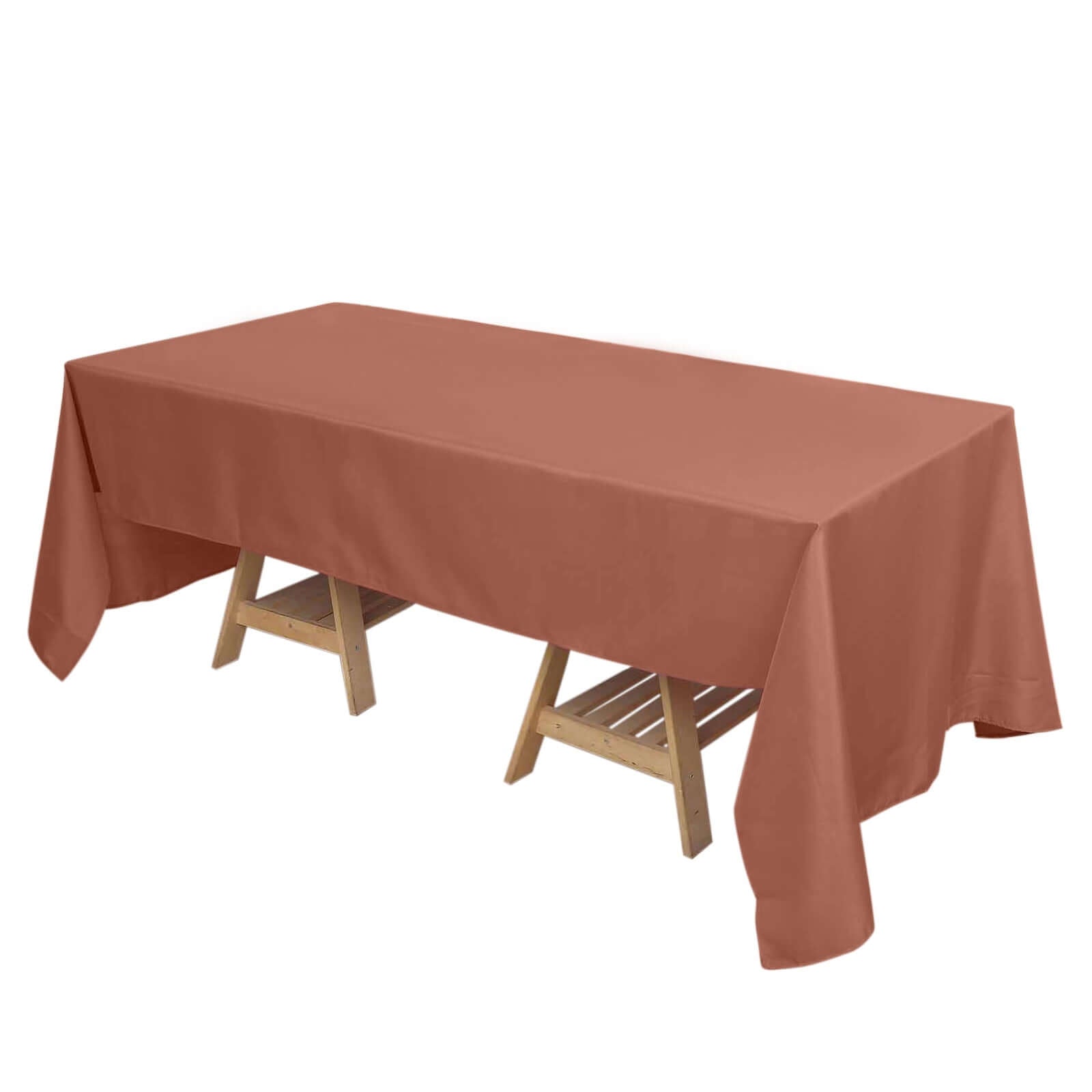 Polyester 72"x120" Rectangle Tablecloth Terracotta (Rust) - Durable and Stylish Table Cover Pro Linens