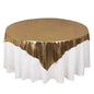 Polyester 72"x72" Table Overlay Square Tablecloth Antique Gold - Sequin Dots Wrinkle-Free Table Cover Pro Linens