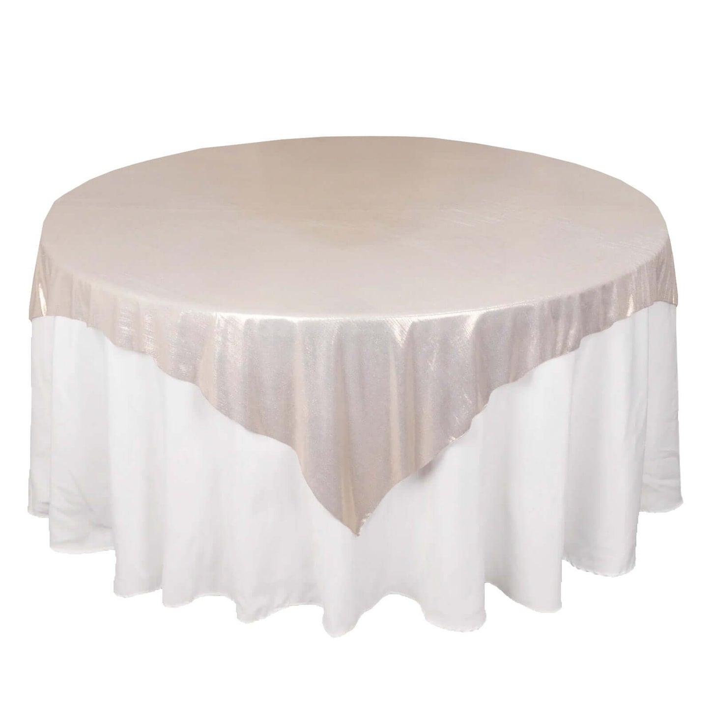 Polyester 72"x72" Table Overlay Square Tablecloth Beige - Sequin Dots Wrinkle-Free Table Cover Pro Linens