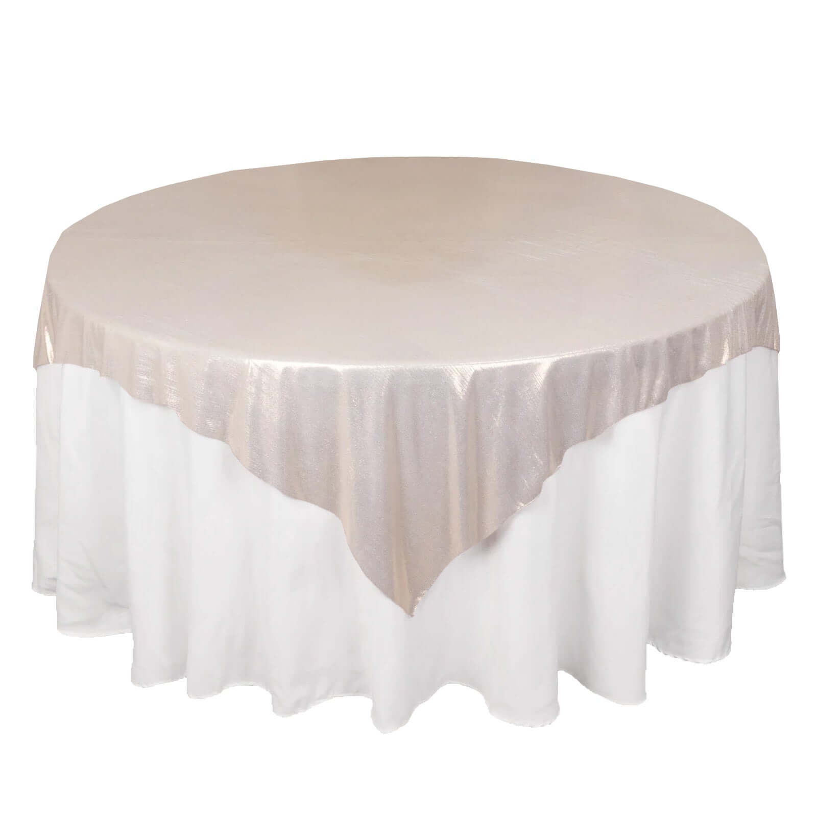 Polyester 72"x72" Table Overlay Square Tablecloth Beige - Sequin Dots Wrinkle-Free Table Cover Pro Linens