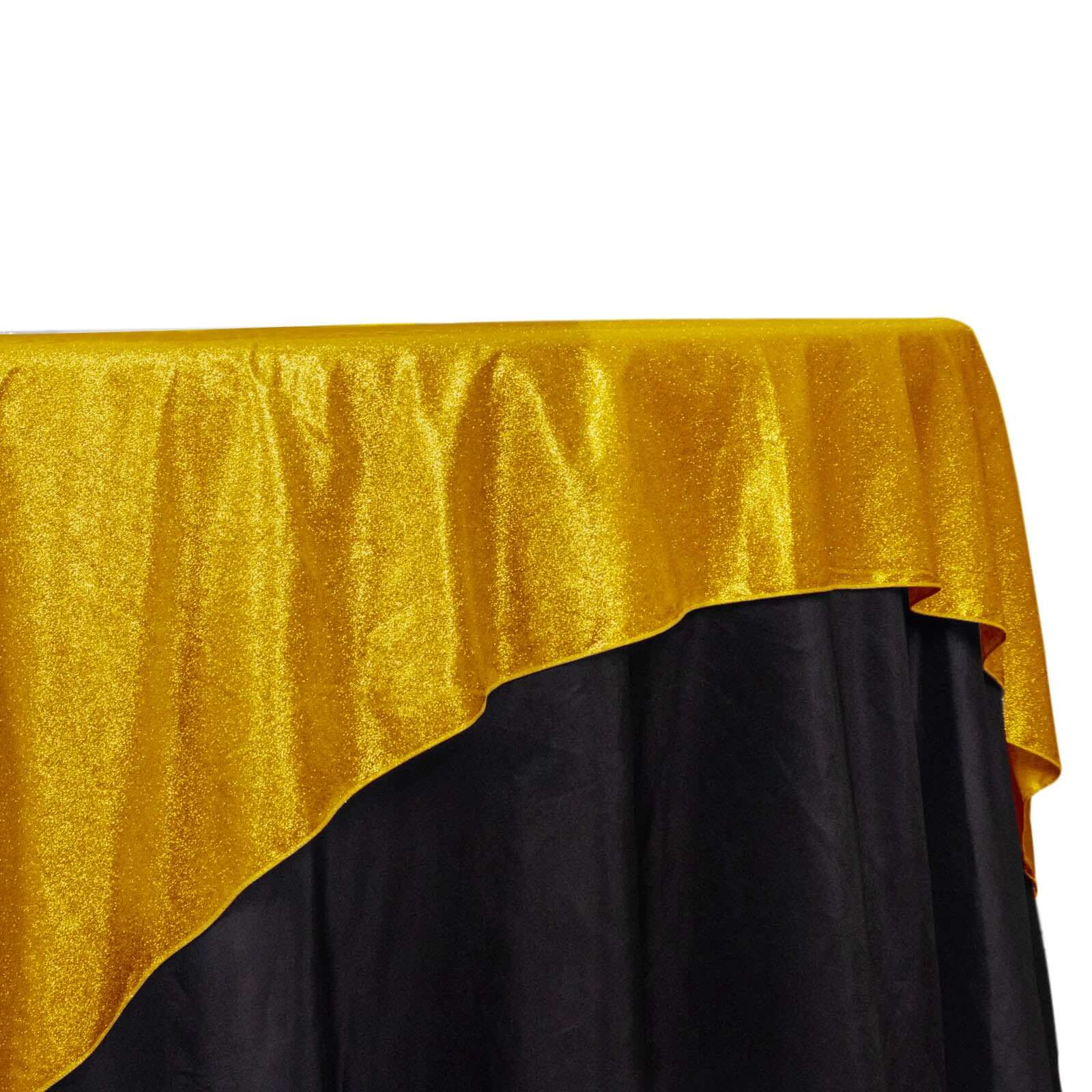 Polyester 72"x72" Table Overlay Square Tablecloth Gold - Glitter Sparkle Design for Classy Celebrations Pro Linens