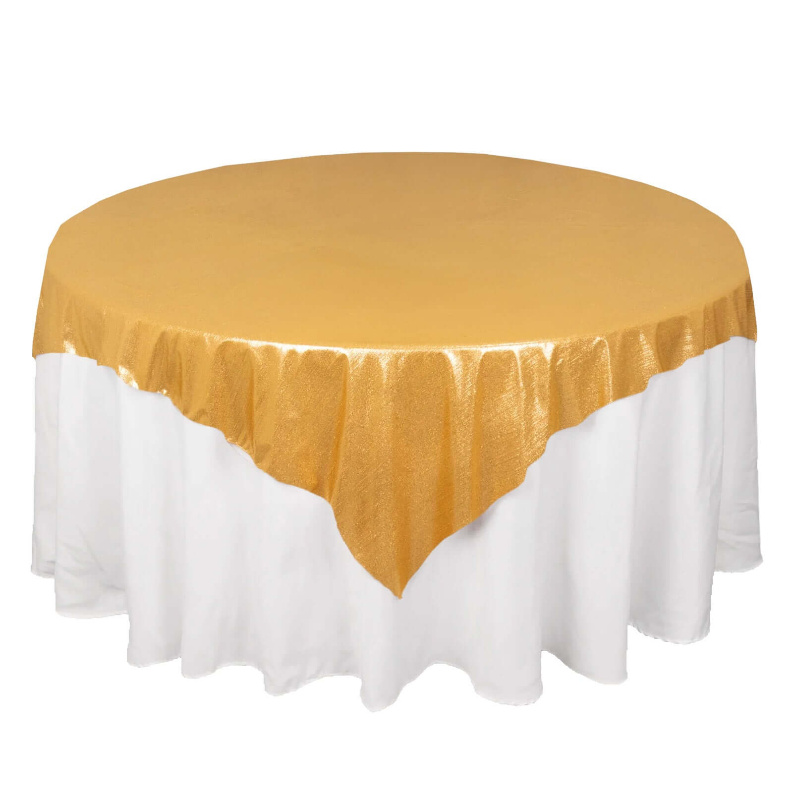 Polyester 72"x72" Table Overlay Square Tablecloth Gold Shimmer Sequin Dots Wrinkle-Free Design for Stylish Celebrations Pro Linens