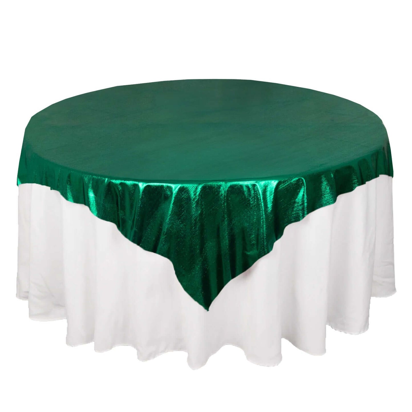 Polyester 72"x72" Table Overlay Square Tablecloth Hunter Emerald Green - Sequin Dots Wrinkle-Free Table Cover Pro Linens