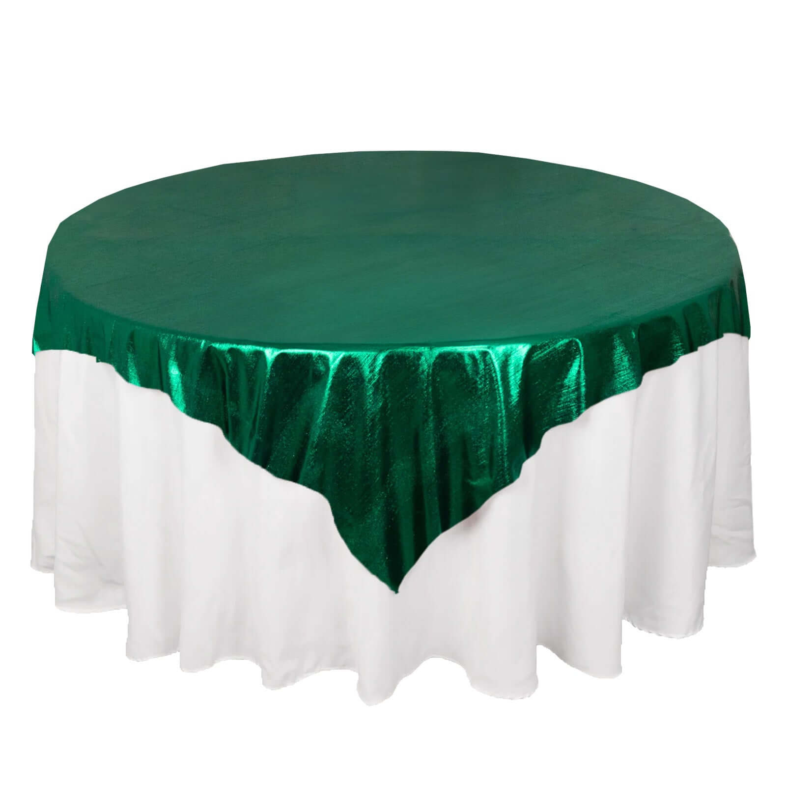 Polyester 72"x72" Table Overlay Square Tablecloth Hunter Emerald Green - Sequin Dots Wrinkle-Free Table Cover Pro Linens