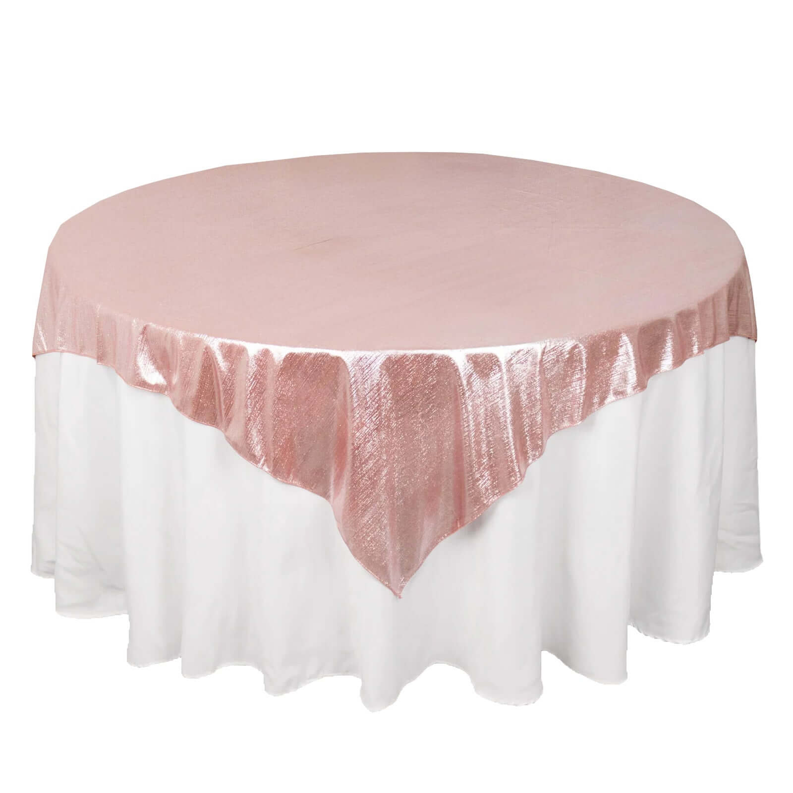 Polyester 72"x72" Table Overlay Square Tablecloth Rose Gold - Sequin Dots Wrinkle-Free Table Cover Pro Linens