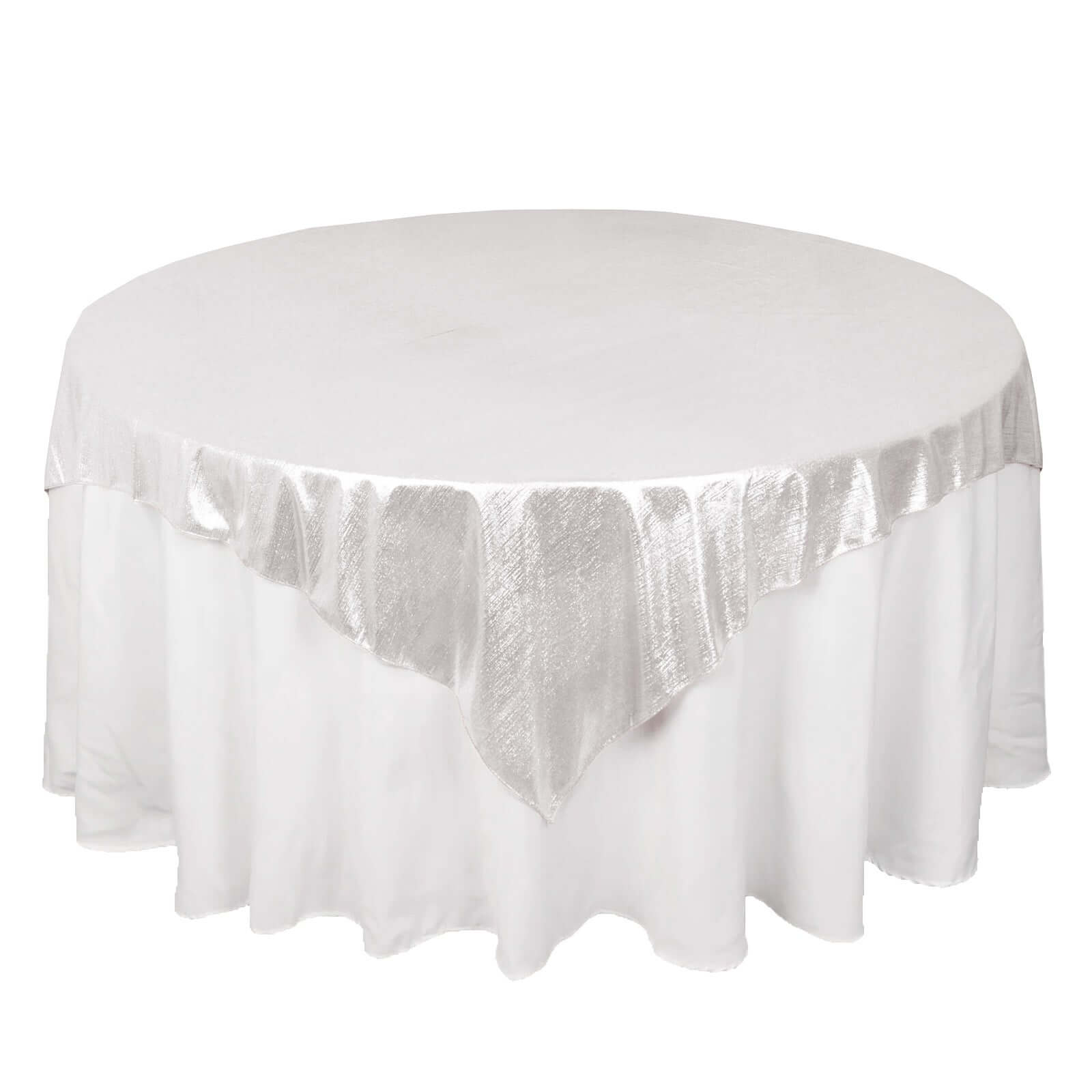 Polyester 72"x72" Table Overlay Square Tablecloth Silver - Sequin Dots Wrinkle-Free Table Cover Pro Linens