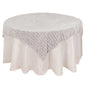 Polyester 72"x72" Table Overlay Square Tablecloth White Fringe Shag Design for Stylish Celebrations Pro Linens