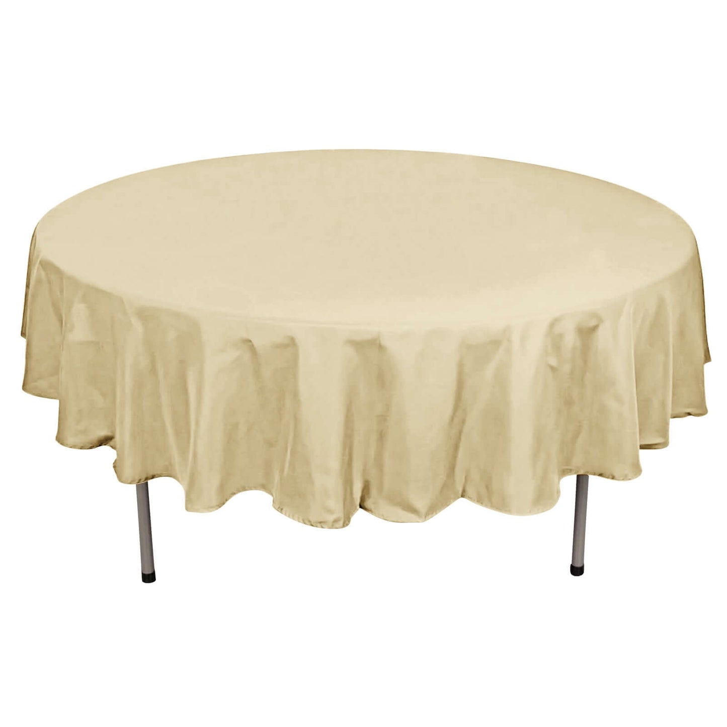 Polyester 90" Round Tablecloth Champagne - Stain & Wrinkle-Resistant Table Cover Pro Linens