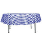 Polyester 90" Round Tablecloth White/Navy Blue - Checkered Buffalo Plaid Table Cover Pro Linens