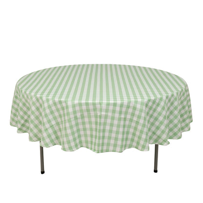 Polyester 90" Round Tablecloth White/Sage Green - Checkered Buffalo Plaid Table Cover Pro Linens