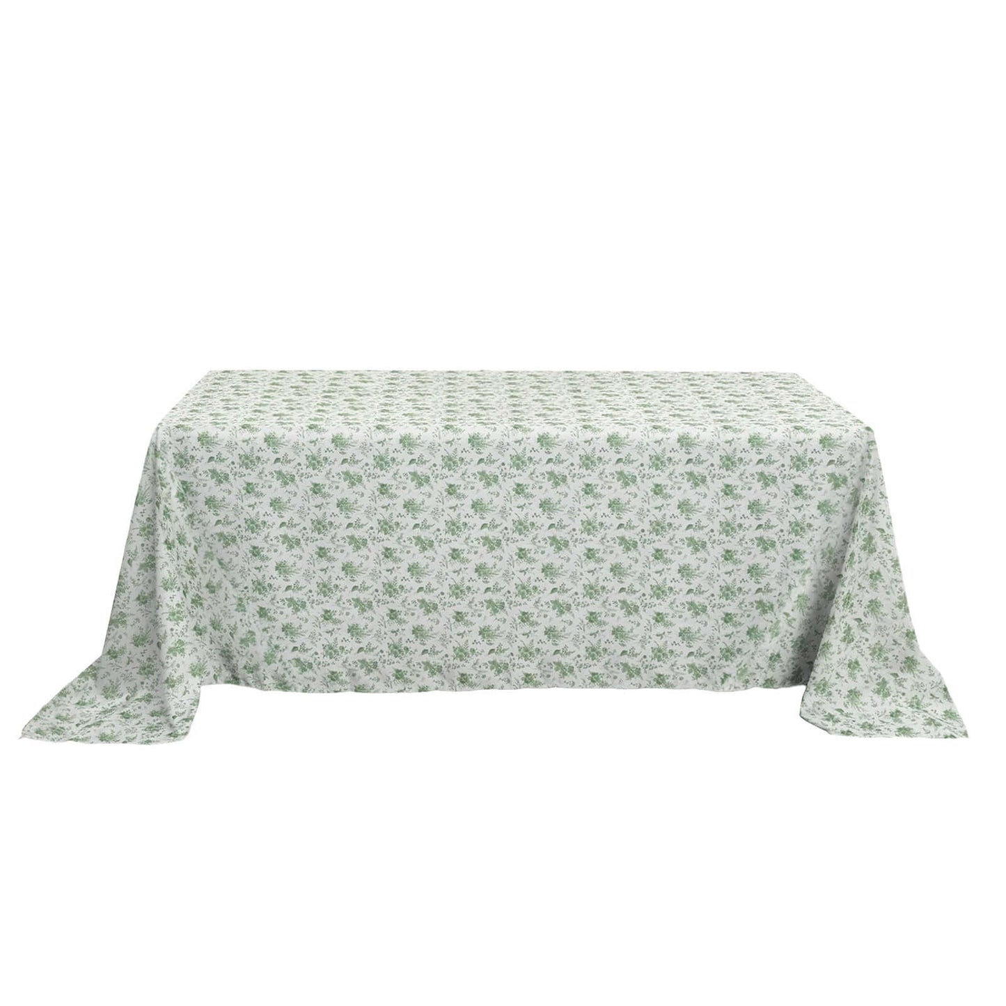 Polyester 90"x132" Rectangle Tablecloth Dusty Sage Green French Toile Pattern Seamless Table Cover for Upscale Dining Pro Linens