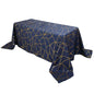 Polyester 90"x132" Rectangle Tablecloth Navy Blue with Gold Foil Geometric Pattern - Wrinkle-Resistant Seamless Table Cover Pro Linens