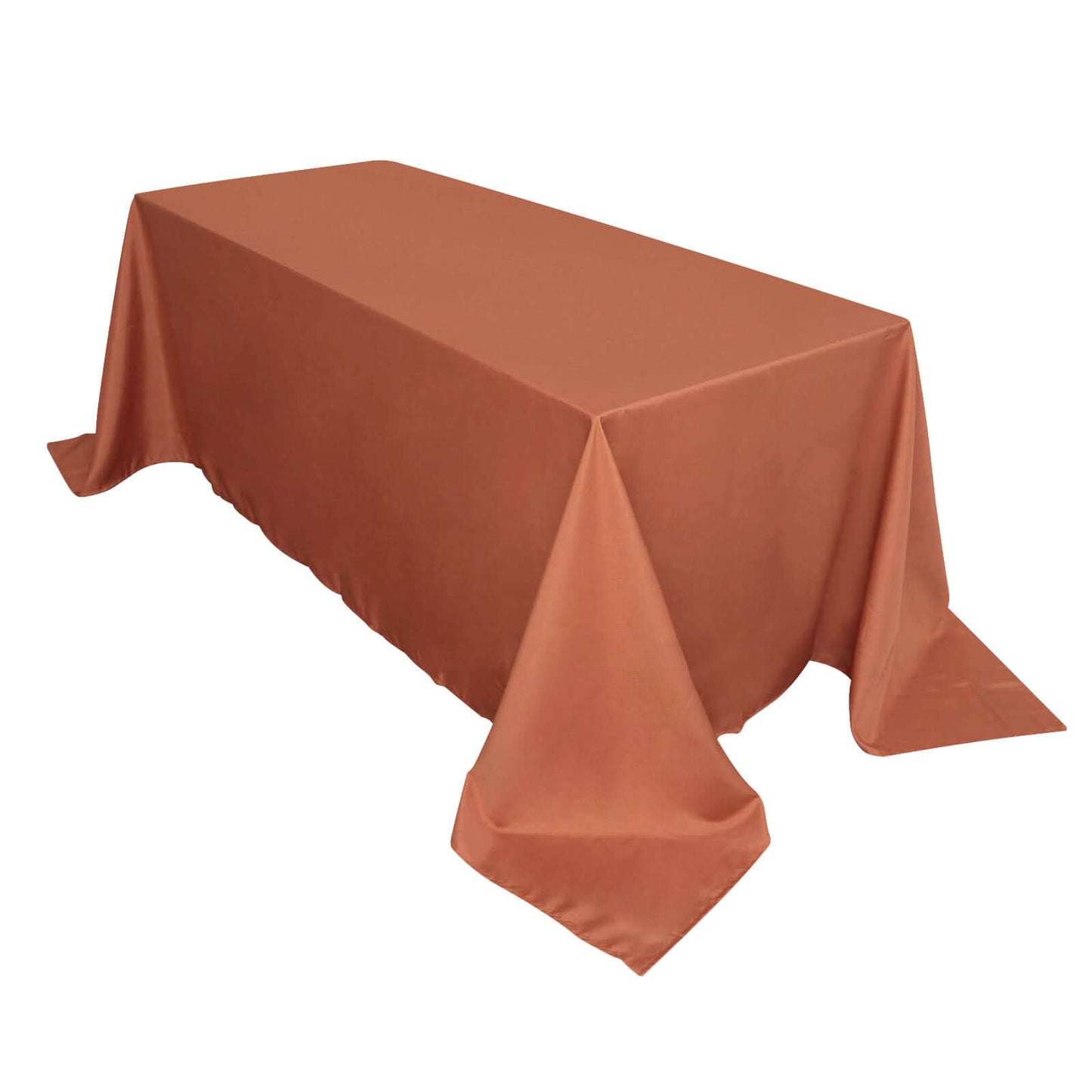 Polyester 90"x132" Rectangle Tablecloth Terracotta (Rust) - Seamless Wrinkle-Resistant Table Cover Pro Linens