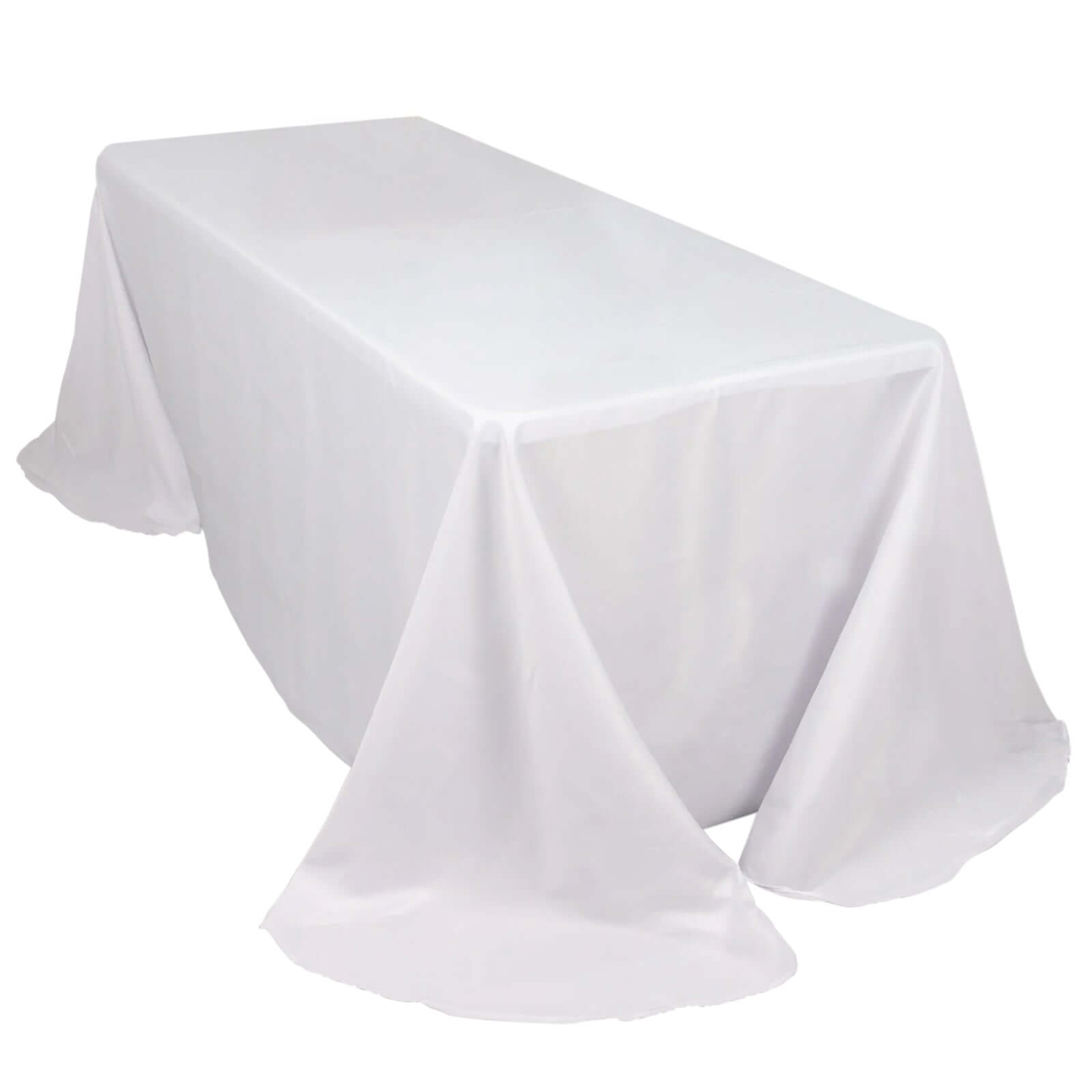 Polyester 90"x132" Rectangle Tablecloth White - Rounded Corners and Seamless Design for Sophisticated Gatherings - Pro Linens