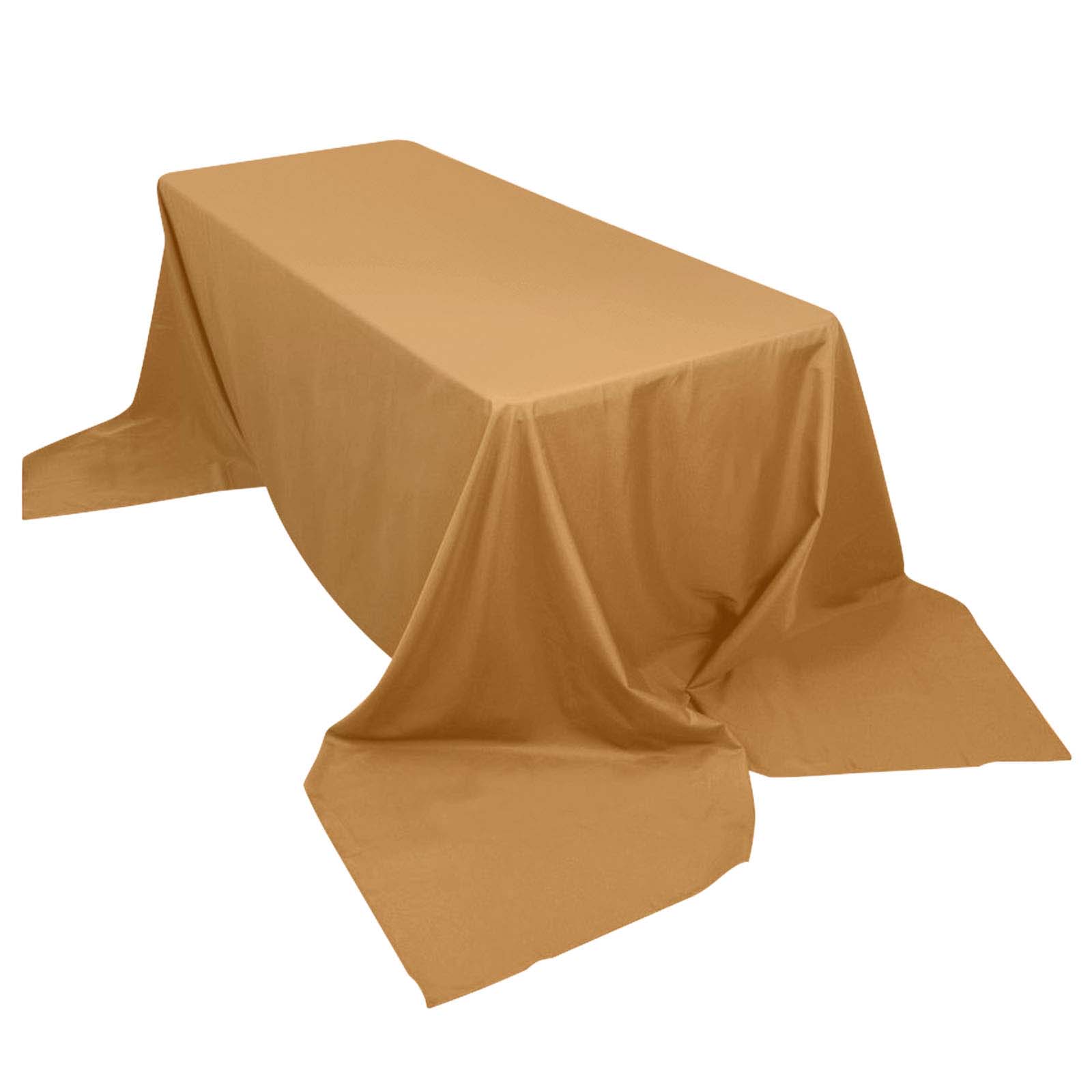 Polyester 90"x156" Rectangle Tablecloth Gold - Seamless Wrinkle - Resistant Design for Sophisticated Gatherings - Pro Linens