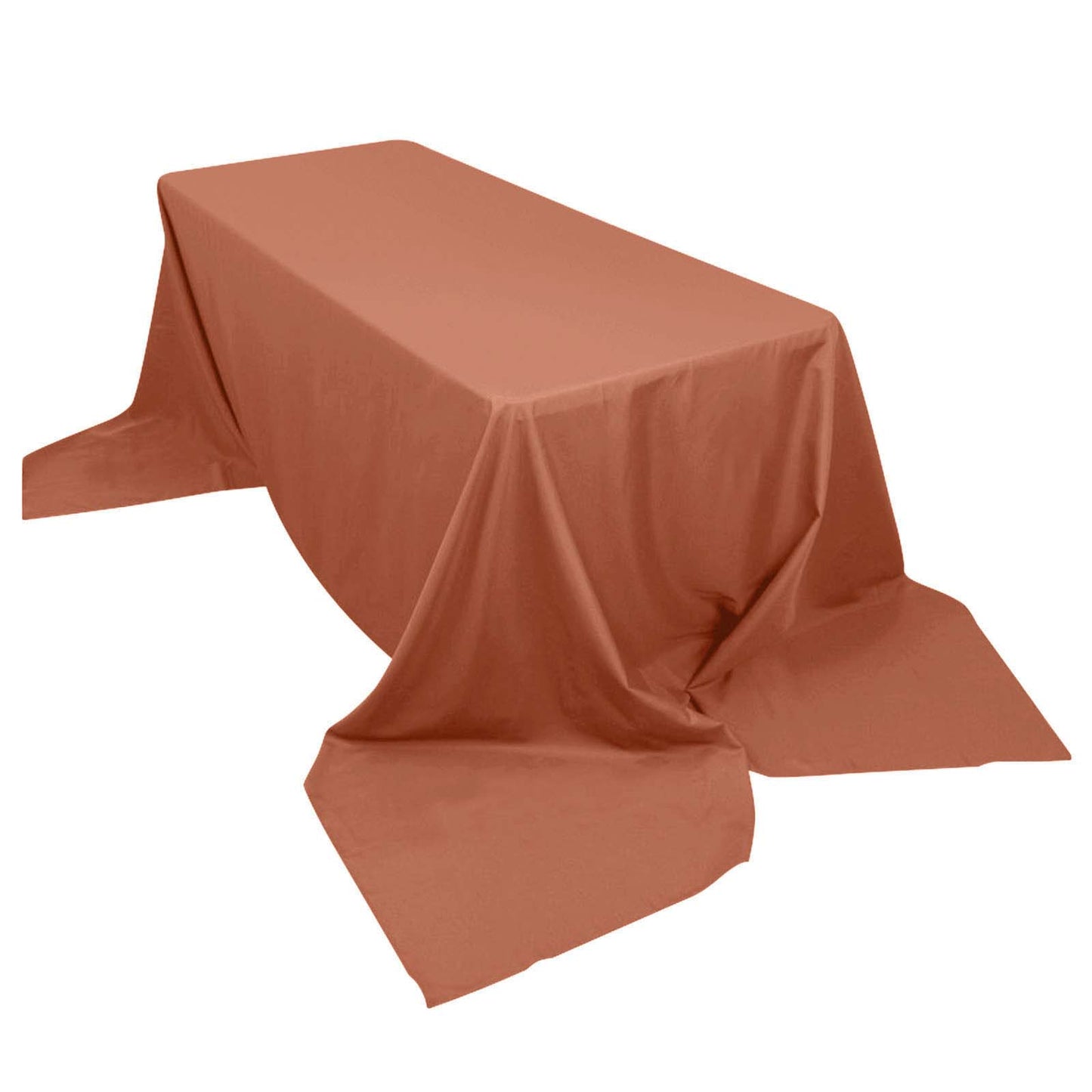 Polyester 90"x156" Rectangle Tablecloth Terracotta (Rust)- Seamless Wrinkle-Resistant Table Cover Pro Linens