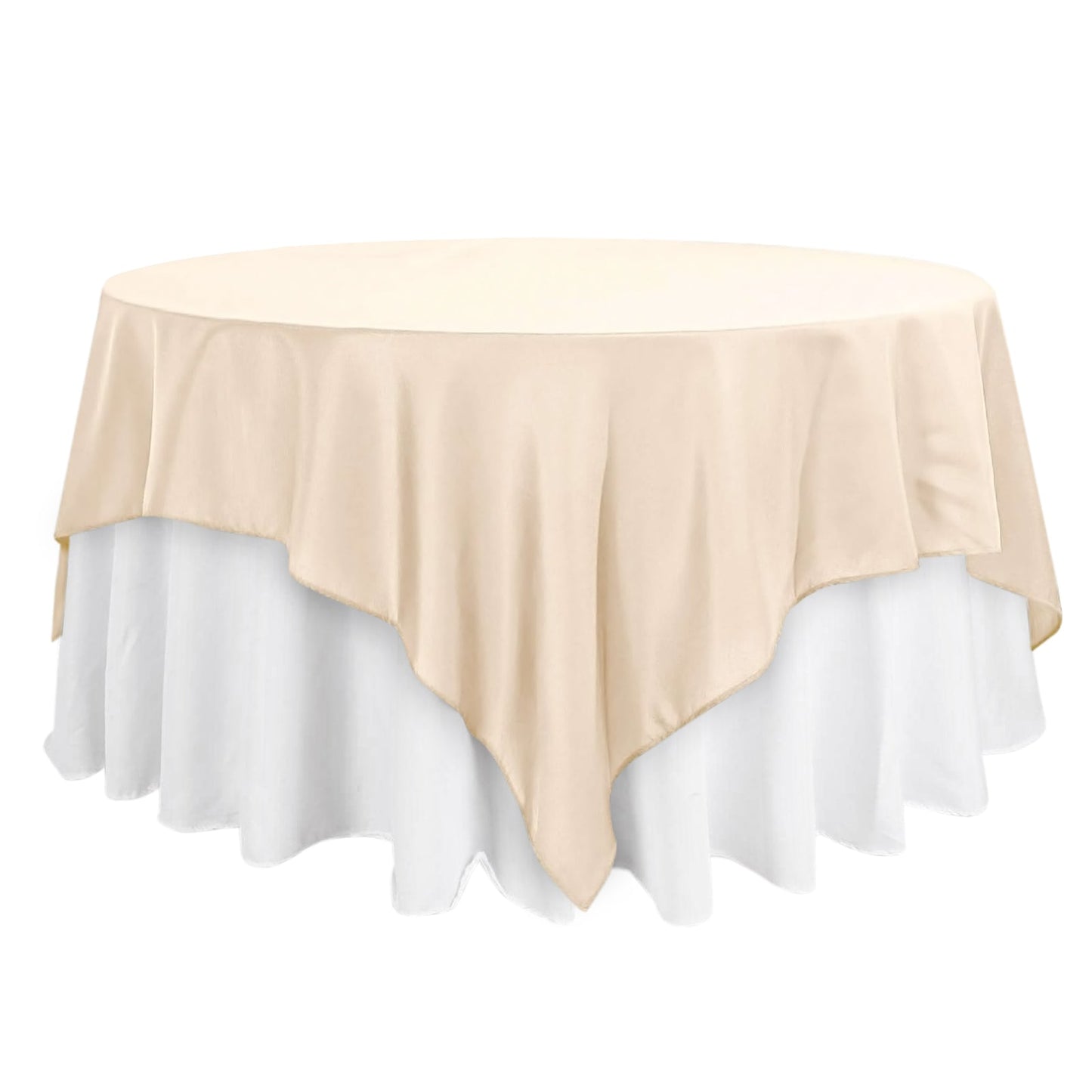 Polyester 90"x90" Table Overlay Square Tablecloth Beige - Wrinkle-Resistant & Durable Table Cover Pro Linens