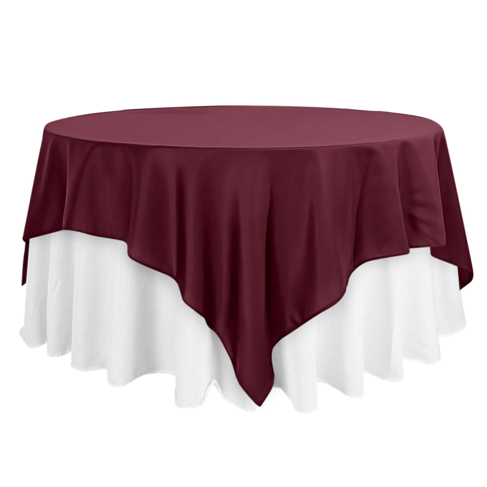 Polyester 90"x90" Table Overlay Square Tablecloth Burgundy - Wrinkle-Resistant & Durable Table Cover Pro Linens